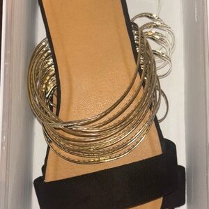 Elegant Black and Gold Women's Sandals
